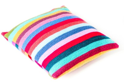 Striped Tunisian crochet cushion