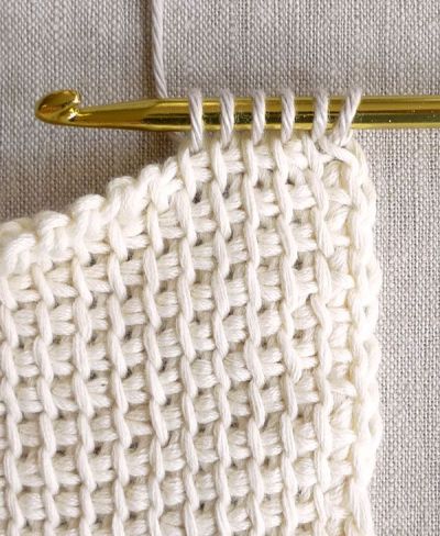 Tunisian crochet fabric in progress